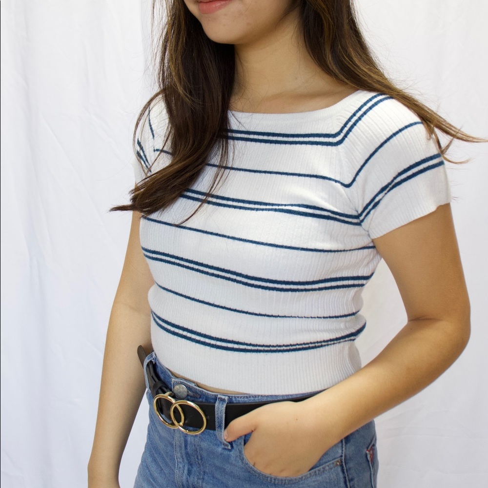 Striped short sleeved top